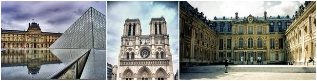 Louvre, Notre Dame, Versailles