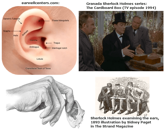 Sherlock Holmes examining the ear